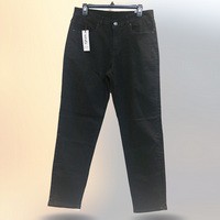 Men's Comfort Stretch Slim Fit Dark Black Enzyme Wash Denim Pants